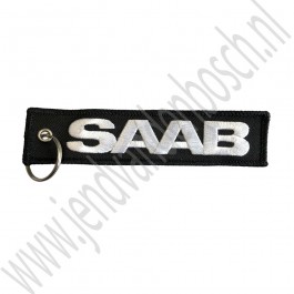 Jettag SAAB sleutelhanger zwart wit 130x30mm