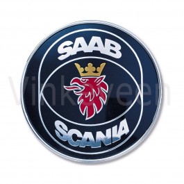Achterklepembleem, Saab Scania, Saab 9000 CS, 900NG, bouwjaar 1992 tm 1998, org. nr. 4171856 Uitvoering met reflectorplaat