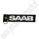 Jettag SAAB sleutelhanger zwart wit, 130x30mm