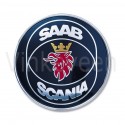Achterklepembleem, Saab Scania, Saab 9000 CS, 900NG, bouwjaar 1992 tm 1998, org. nr. 4171856 Uitvoering met reflectorplaat