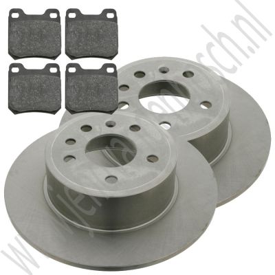 Achterremschijf en blokken set Febi Bilstein Saab 900NG, 9-3v1, 9-5, ond.nr. 4837241 4836987 93169000 32019598 4839338
