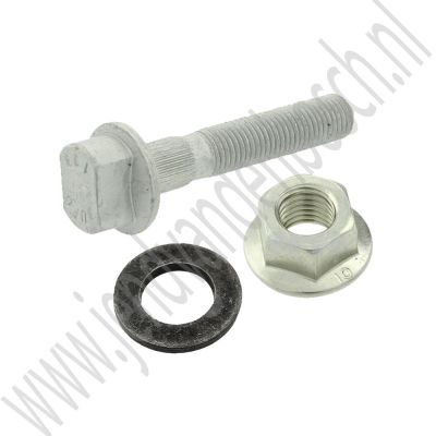 Bout, Ring en moer bevestiging schokdemper aan fuseehuis Origineel Saab 9-5, 9-3v2, ond.nr 92152298, 11094488, 32022186