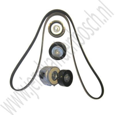 Multiriem en rollenset met spanner Saab 9-3v2 Diesel 1.9TiD 2005-2010, ond.nr. 93190605, 55562251, 55190812, 55190813