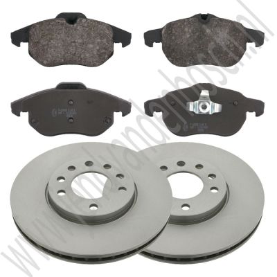 Voorremschijven en blokkenset 16 inch Origineel Saab 9-3v2 2003-2012 ond.nr. 93186298, 93171500, 12803551, 93188112